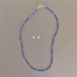 New women's mini lapis lazuli stone with 14 k gold filled choker necklace
